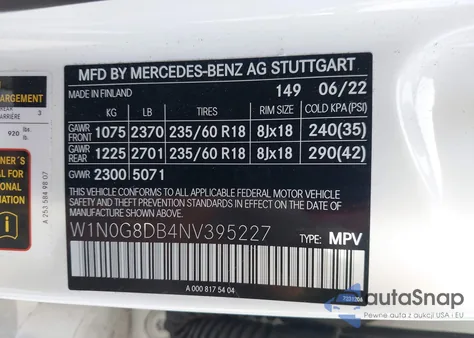 2022 Mercedes-Benz Glc 300 Suv z USA, uszkodzony, nr VIN W1N0G8DB4NV395227
